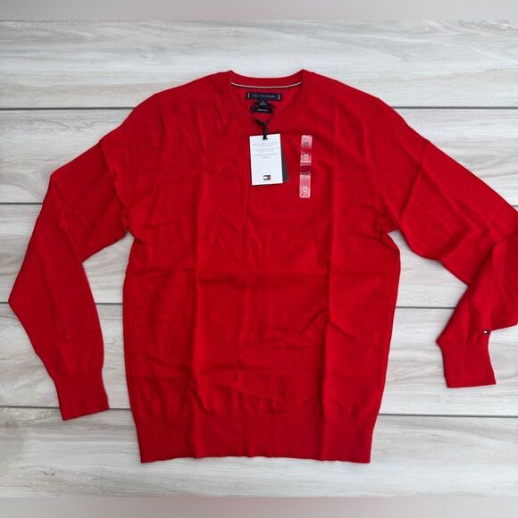Tommy Hilfiger Essentials Cotton Crewneck Sweater Red Medium NWT IN PKG - Picture 5 of 9